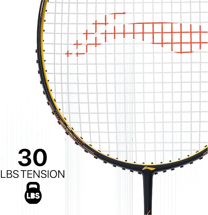 Li-Ning Wind Lite 900 II Carbon Fibre Badminton Strung Racket with Full Cover | For Intermediate | Dynamic Optimum Frame | Heavy Head | Maximum String Tension- 28lbs | Size: 79gm
