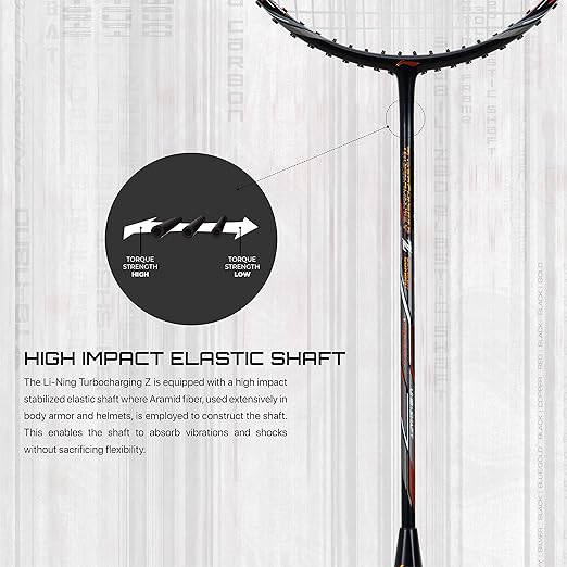 Li-Ning Turbo Charging Z Combat Carbon Fibre Unstrung Badminton Racquet With Cover | Intermediate | Dynamic Optimum Frame | Ultra Smasher | Maximum String Tension- 30lbs