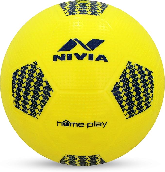 Nivia Home Play Football (Yellow, Size 3) | Machine Stitched | 32 Panel | Hobby Playing Ball | Soccer Ball