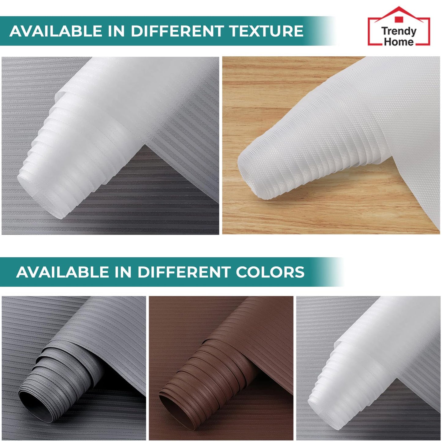 Senego Multipurpose Anti-Slip Mat for Kitchen (45 cm x 5 m), Food Grade & Washable, Mat for Fridge, Shelves, Cupboards, EVA Shelf Liner Sheet for Drawers & Wardrobe (Stripe Texture, White)