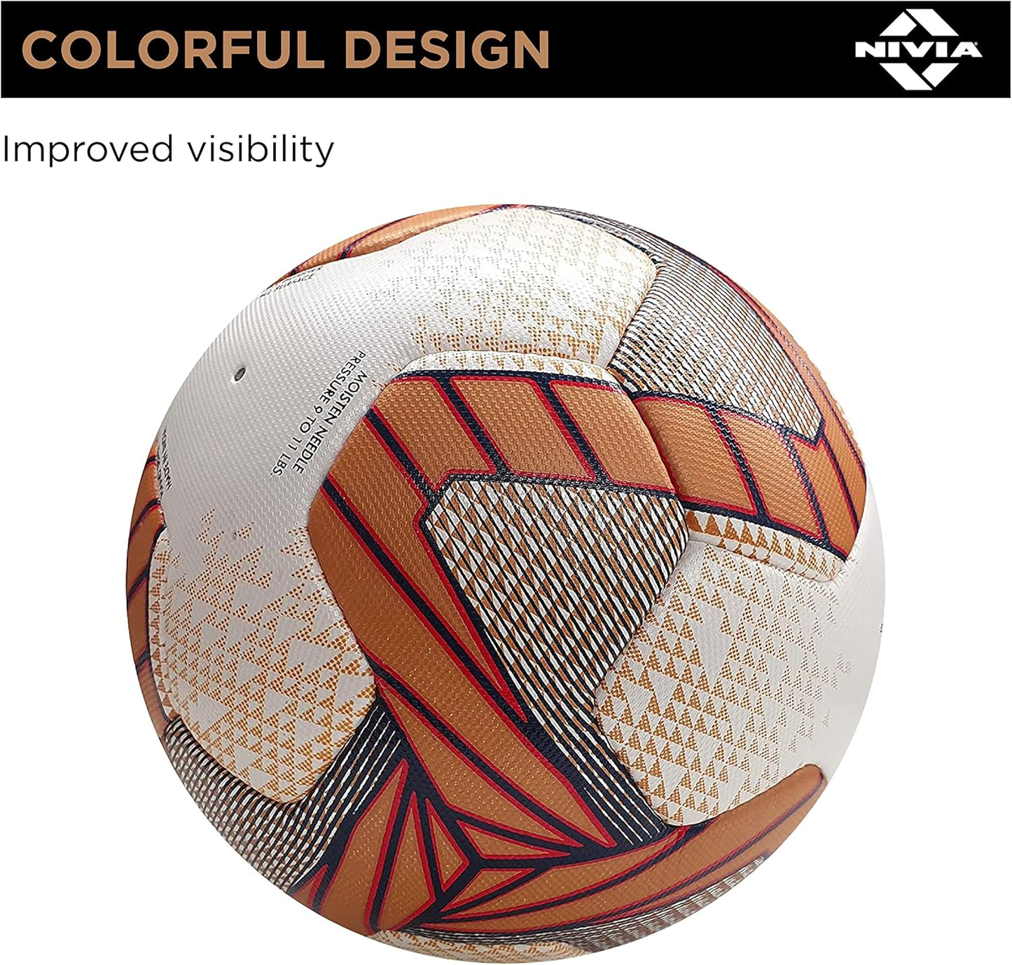 Nivia DOM01 Match PU Football (Golden, Size 5) | Machine Stitched | 8 Panel | PU Micro Fiber top Layer | Soccer Ball | Latex Bladder Core