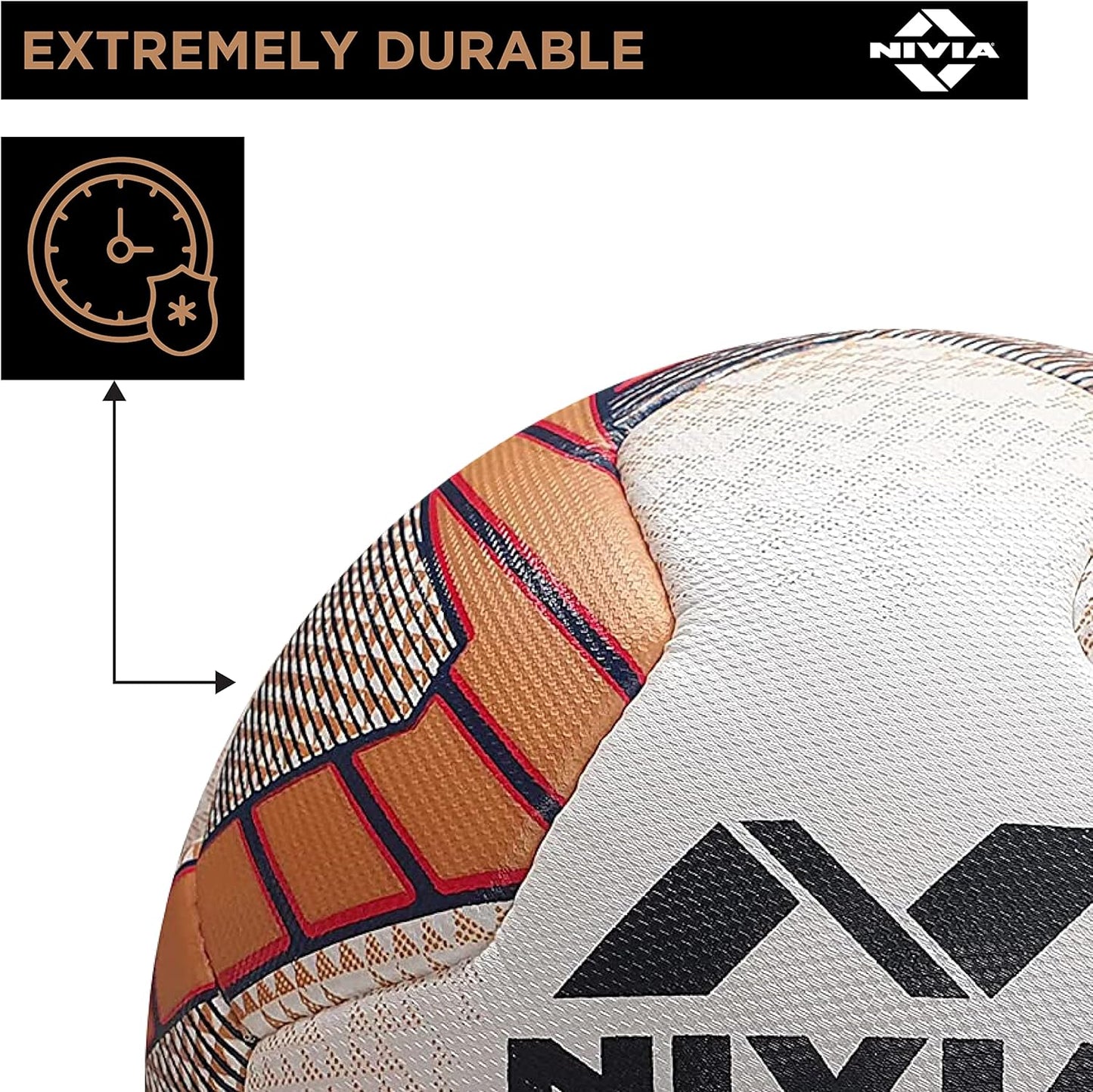 Nivia DOM01 Match PU Football (Golden, Size 5) | Machine Stitched | 8 Panel | PU Micro Fiber top Layer | Soccer Ball | Latex Bladder Core