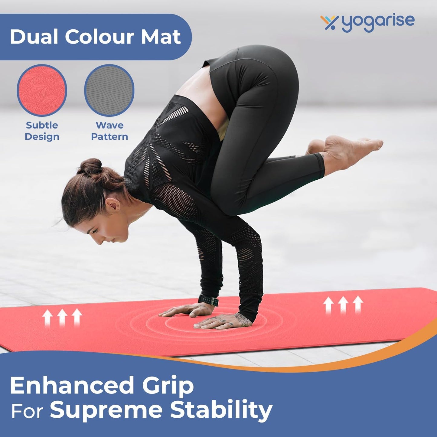 Yogarise TPE Yoga Mat bi color 8 mm RED+BLACK