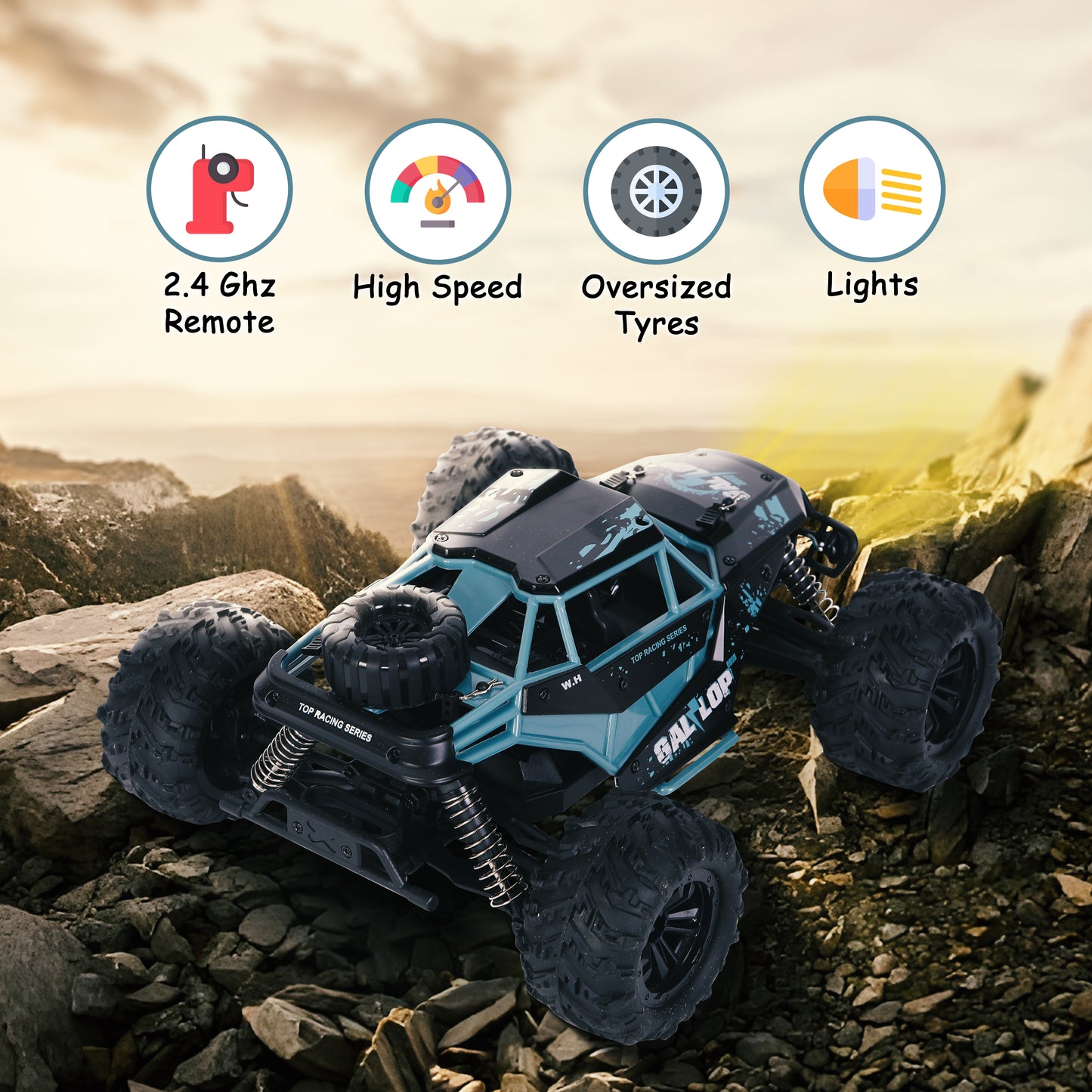 FUNFY Brushless Motor 1:16 Scale 4WD RC Car | Black | ABS Plastic and Metal | Capability For High-Speed Off-Road Adventures |Maximum Speed Of 35 KM/Hrs | Tweakable Speed Settings | For Kids