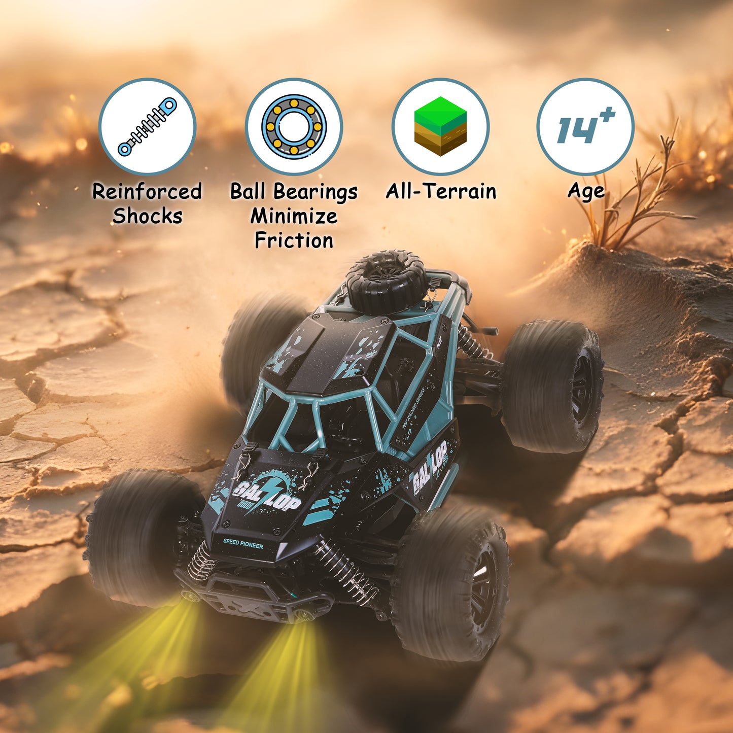 FUNFY Brushless Motor 1:16 Scale 4WD RC Car | Black | ABS Plastic and Metal | Capability For High-Speed Off-Road Adventures |Maximum Speed Of 35 KM/Hrs | Tweakable Speed Settings | For Kids