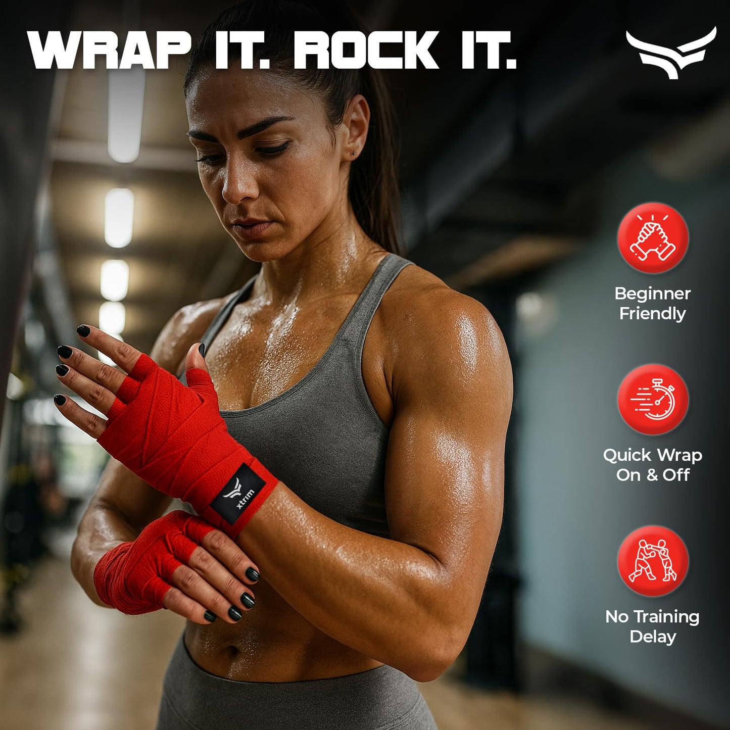 Xtrim Boxing Hand Wraps for Men & Women, Set of 2, 5cm x 2.5m, Polyester Cotton Blend, Wrist Support for MMA, Boxing, Muay Thai, Kickboxing, Velcro Closure, Training Accessories