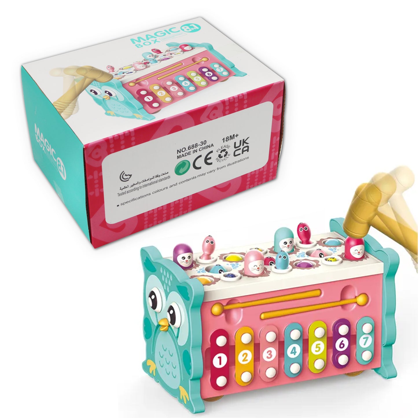 FUNFY 8-in-1 Montessori Educational Toy | Material: Plastic | Multifunctional Learning Cube with Fishing Game, Xylophone, and More for Early Childhood Development | Perfect Gift for Toddlers Ages