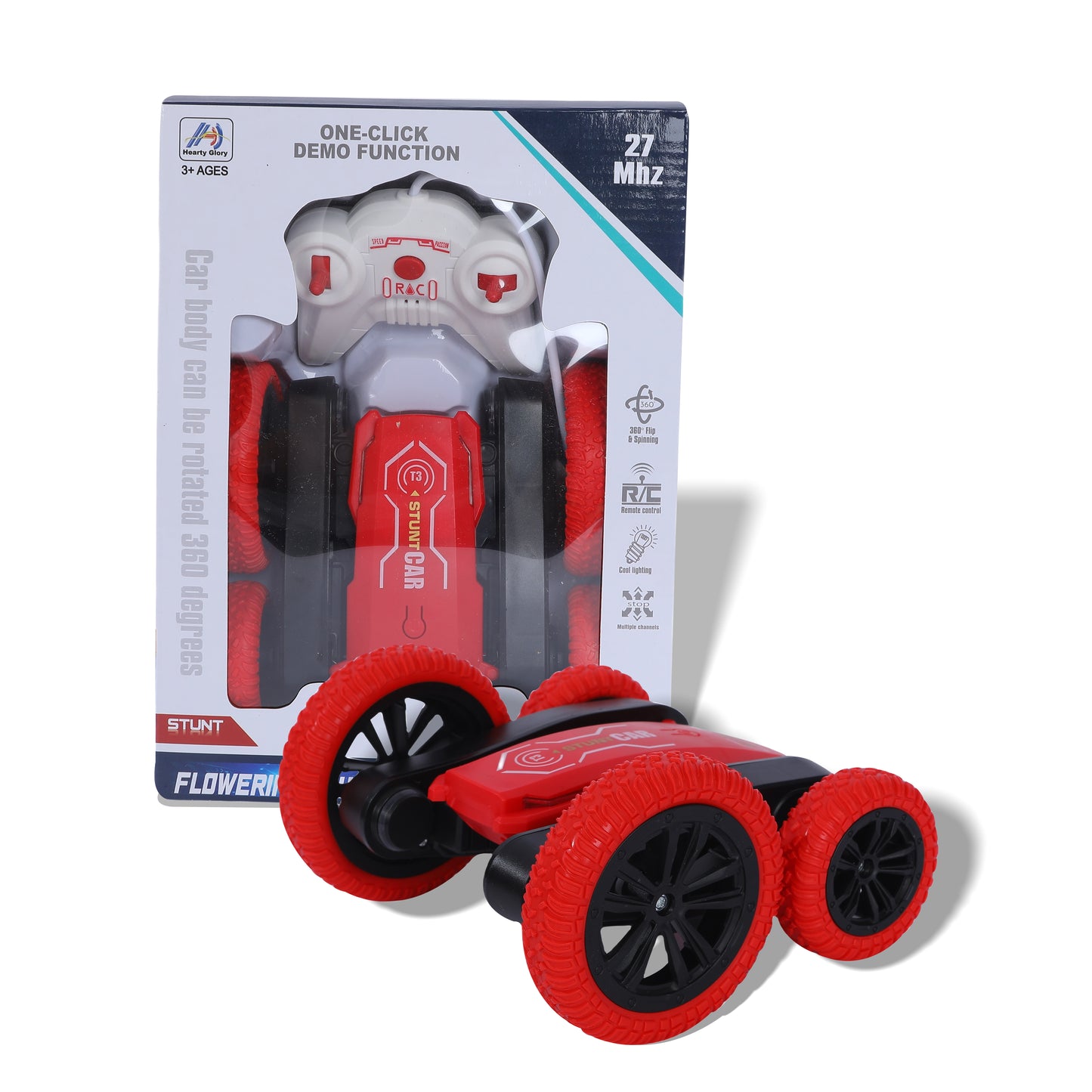 FUNFY 4WD High-Speed RC Butterfly Stunt Toy Car | Assorted | With 360° Flat and V Shape Rotation, Double Side Drive | Anti-Slip Shock Proof Tyres | Displaying Various Messages for Kids