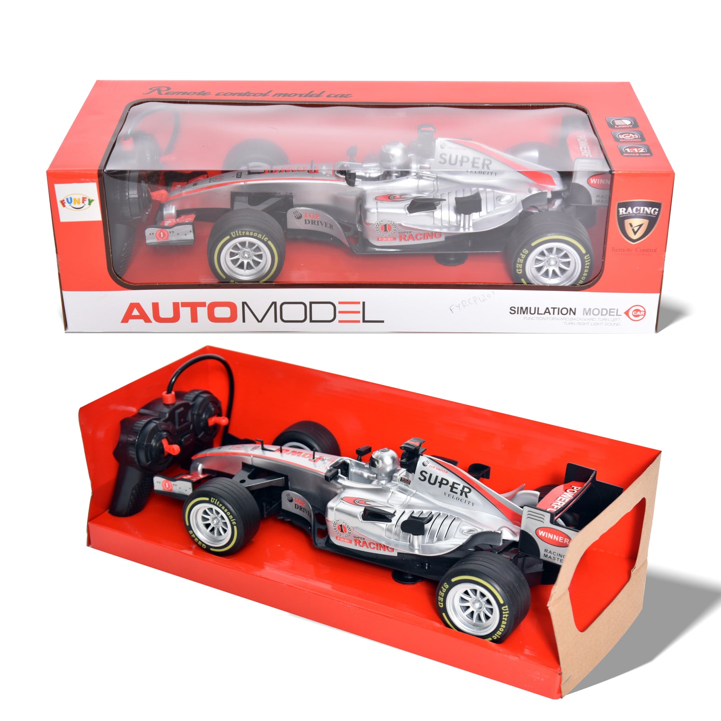 FUNFY 1:12 Scale F1 Racing Remote Control Car | 4WD High-Quality RC |Silver| Plastic | Thrilling and Realistic Racing Experience | Perfect Gift for Kids