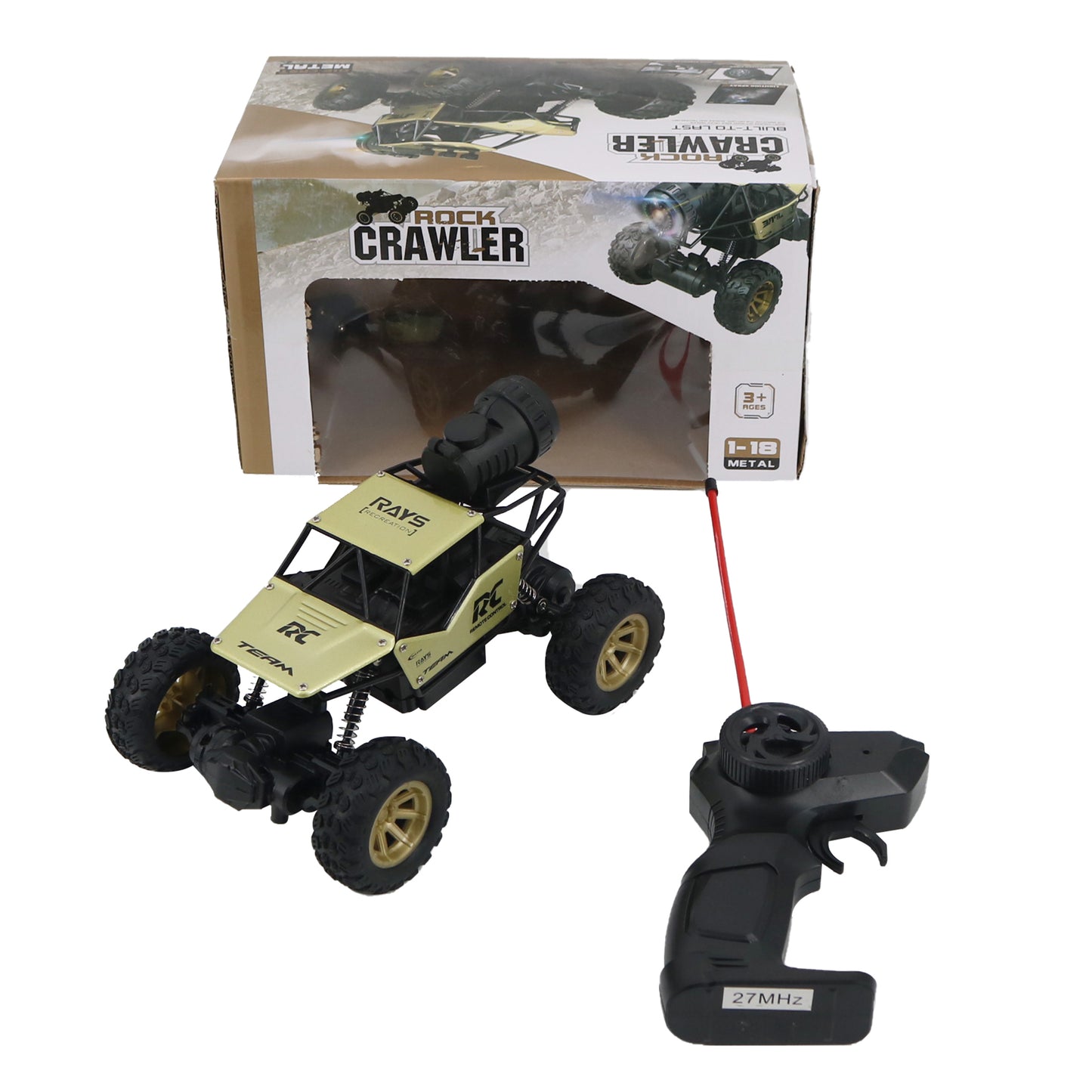 FUNFY 1:18 Rock Crawler RC Toy Car With 4WD | Black | With 4 Soft Suspensions, Dual Motor, Lightning Mist Spray, Better gripping Tyres, Aluminium Body and Rechargeable Battery |For Kids Gift