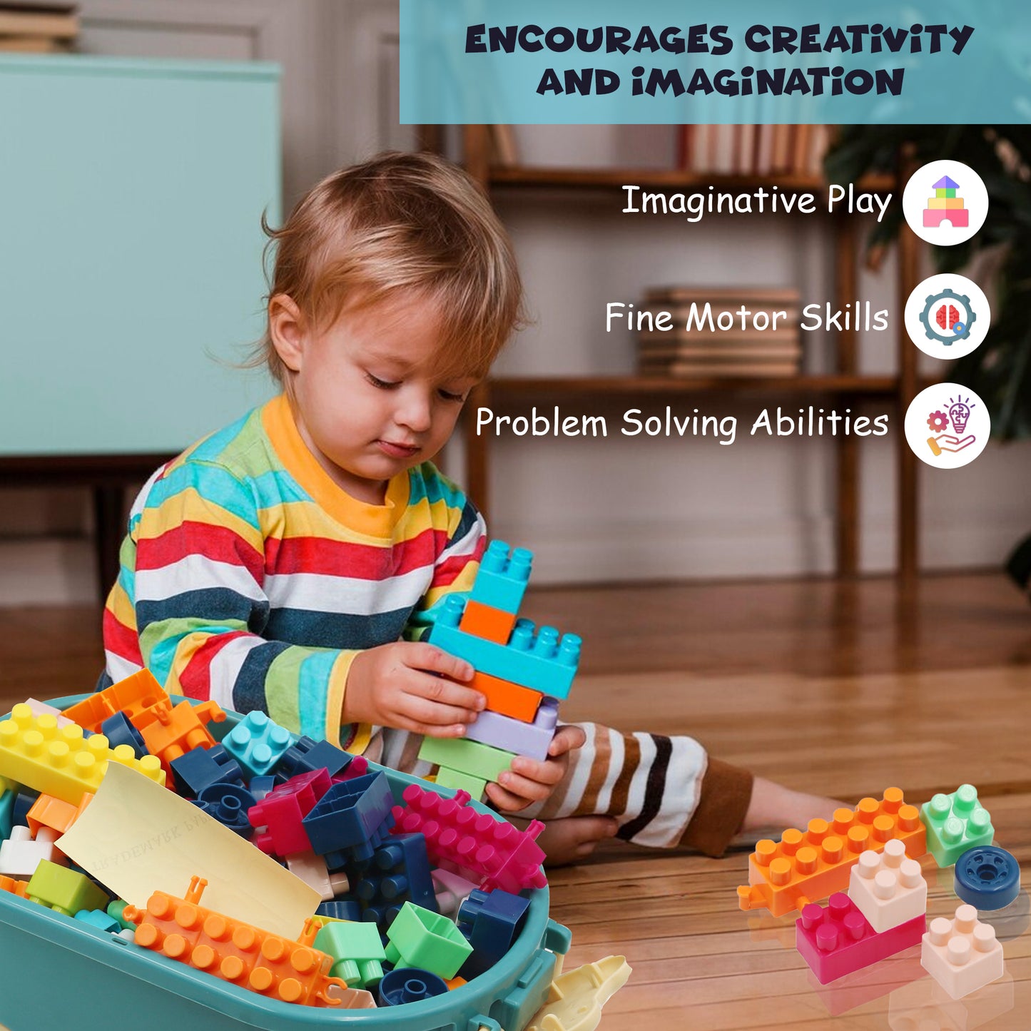 FUNFY 150-Pieces Building Block Set with Convenient Storage Box | Made of Food Grade Material | Multicolor | Endless Creative Possibilities and Easy Organization | Preschool Toys for Kids