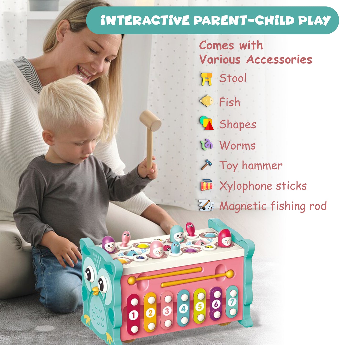 FUNFY 8-in-1 Montessori Educational Toy | Material: Plastic | Multifunctional Learning Cube with Fishing Game, Xylophone, and More for Early Childhood Development | Perfect Gift for Toddlers Ages