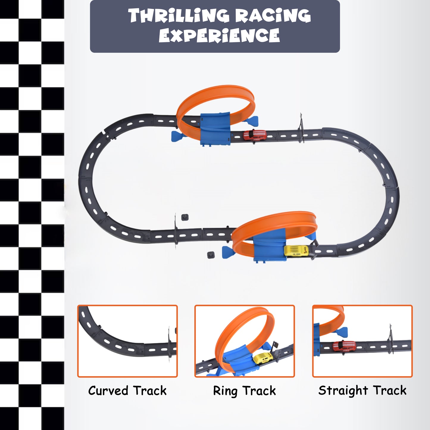 FUNFY Extreme Speed Track Racing Cars Set | With Track and Two Cars | Multicolor | Plastic | Pull-Back and Release Cars | Perfect for Thrilling Races and Imaginative Play | For Kids