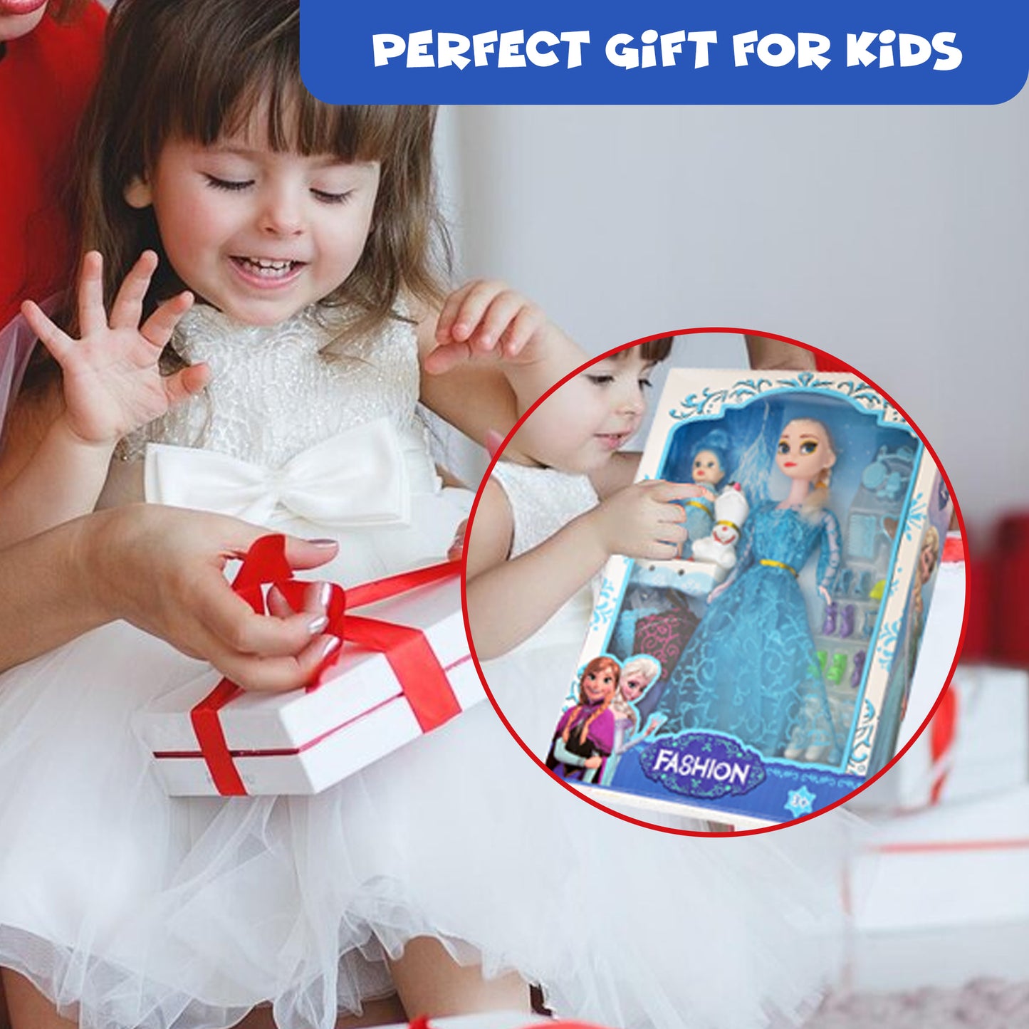 FUNFY 11" Ice Princess Doll Set | Includes Two Additional Small Dolls | Blue | Material: Plastic | Array of Accessories Including Dresses, Shoes, Comb and Mirror For Extended Play | For Girls