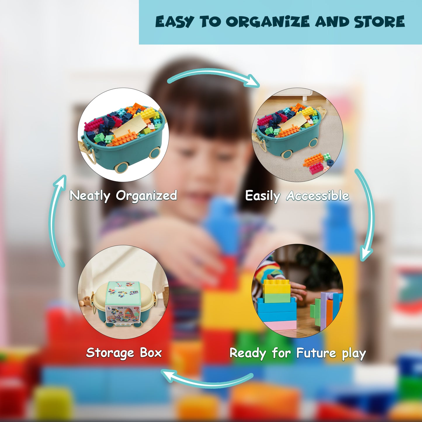 FUNFY 150-Pieces Building Block Set with Convenient Storage Box | Made of Food Grade Material | Multicolor | Endless Creative Possibilities and Easy Organization | Preschool Toys for Kids