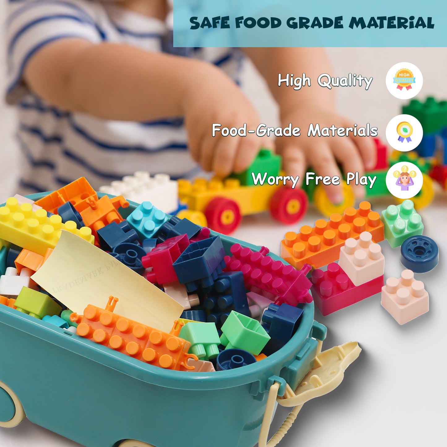 FUNFY 150-Pieces Building Block Set with Convenient Storage Box | Made of Food Grade Material | Multicolor | Endless Creative Possibilities and Easy Organization | Preschool Toys for Kids