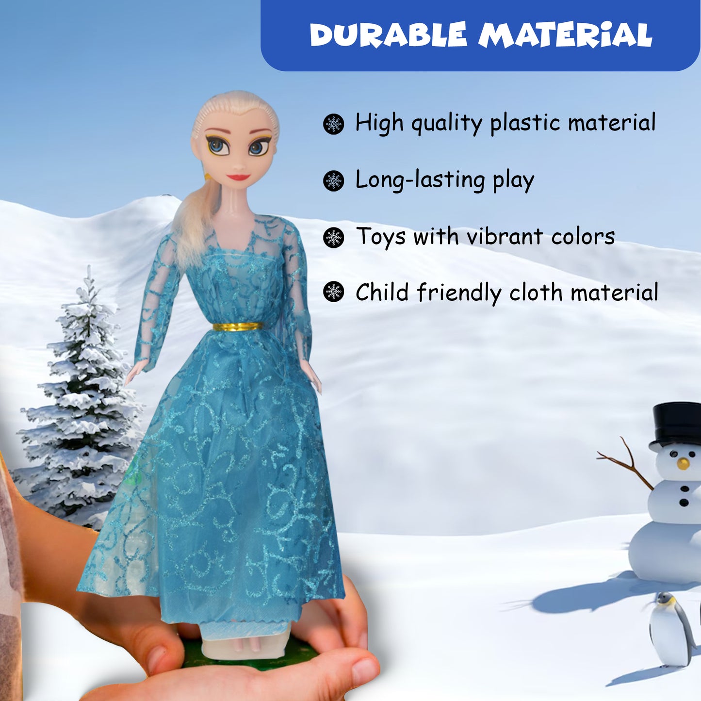 FUNFY 11" Ice Princess Doll Set | Includes Two Additional Small Dolls | Blue | Material: Plastic | Array of Accessories Including Dresses, Shoes, Comb and Mirror For Extended Play | For Girls