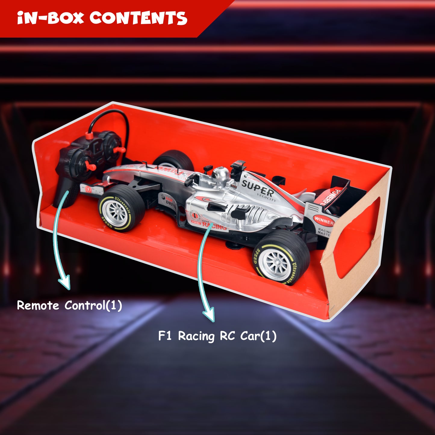 FUNFY 1:12 Scale F1 Racing Remote Control Car | 4WD High-Quality RC |Silver| Plastic | Thrilling and Realistic Racing Experience | Perfect Gift for Kids