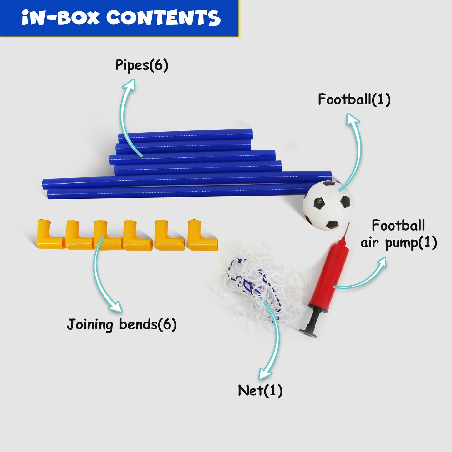 FUNFY Football/Soccer Goal Post Set | Plastic | Contains Pump, Goal Post And Football | Features 2.8 cm Diameter Pipes, 3 cm Diameter Joints For Sturdy Construction | For Kids