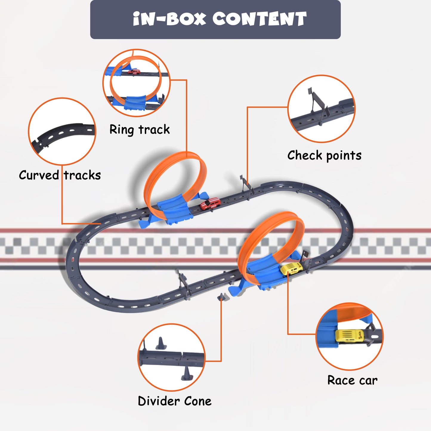FUNFY Extreme Speed Track Racing Cars Set | With Track and Two Cars | Multicolor | Plastic | Pull-Back and Release Cars | Perfect for Thrilling Races and Imaginative Play | For Kids