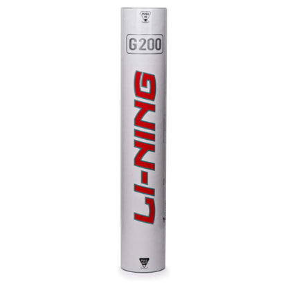 Li-Ning G-200 Feather Shuttlecock | 12 Pcs | Color: White | Speed: 76 | For Men & Boys | Material: Feather | Ideal for Competition Purpose | Hybrid Cork Base