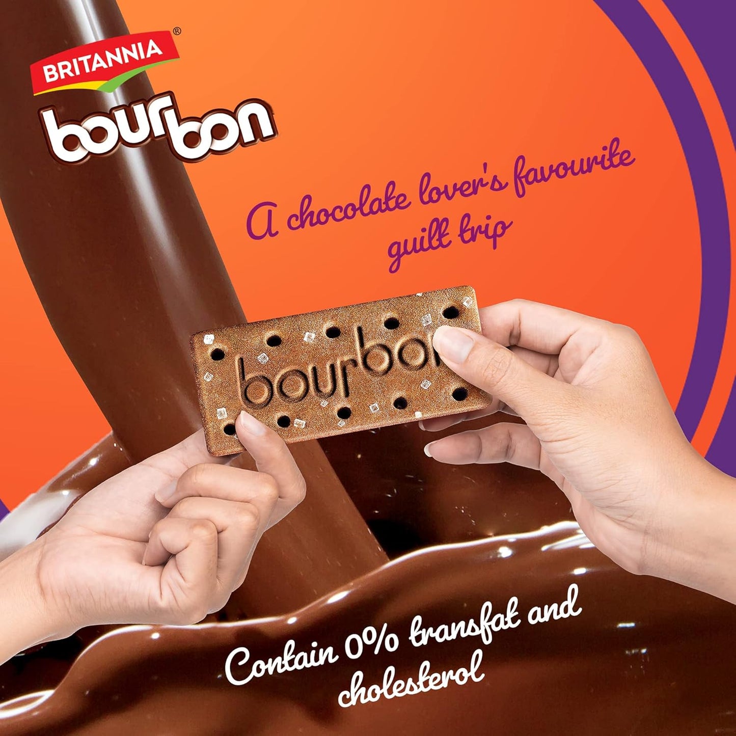 Britannia Bourbon The Original Cappuccino Crème Biscuits | Smooth Chocolate Cappuccino Cream Filling Crunchy Tea-Time Snack with Sugar Crystals (390g)