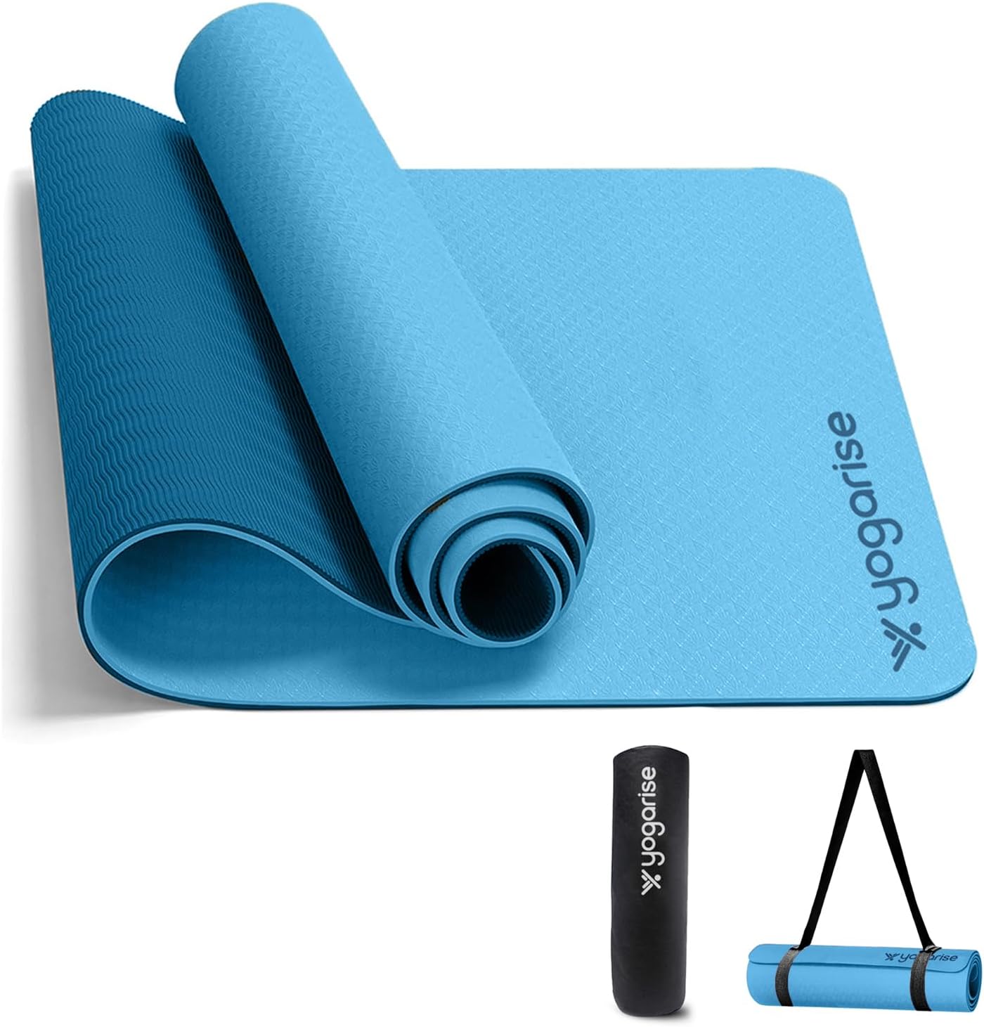 Yogarise 6mm Dual-Shade Yoga Mat | Comes with Carry Bag & Strap for Men & Women, TPE Material, Non-Slip Texture, Extra Wide & Thick, Exercise Mat for Gym Workout, Sweat-Resistant
