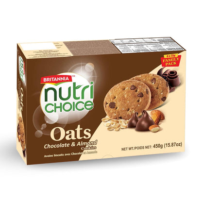 Britannia NutriChoice Oats Cookies Chocolate Almond Family Pack (6X75g)