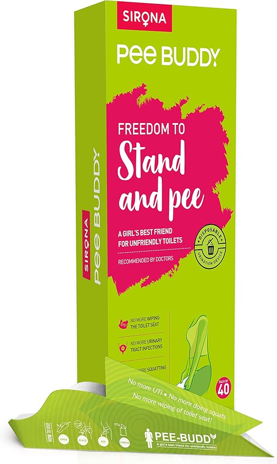 Sirona Pee Buddy packaging with green and pink design on a white background