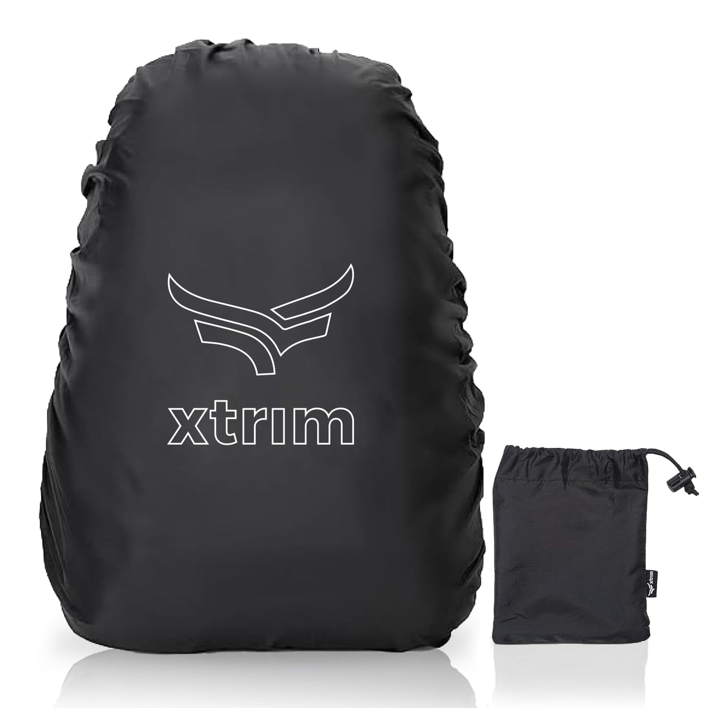 Xtrim 100% Rain & Dust Proof Protector for Standard Back Pack (Upto 40 L), Rain Cover for Bags with Storage Pouch, Seasonal Rain Cover for School Bags, Specially for Trekking & Camping (Black)