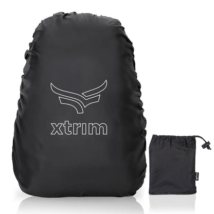 Xtrim 100% Rain & Dust Proof Protector for Standard Back Pack (Upto 40 L), Rain Cover for Bags with Storage Pouch, Seasonal Rain Cover for School Bags, Specially for Trekking & Camping (Black)