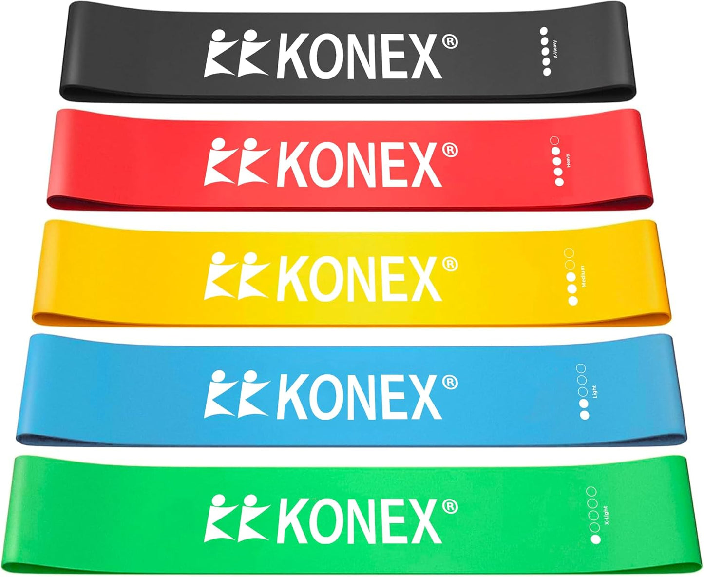 KONEX Resistance Bands for Toning Exercise | Stretch Band for Gym & Home Workouts (Multi Color, Set of 5)