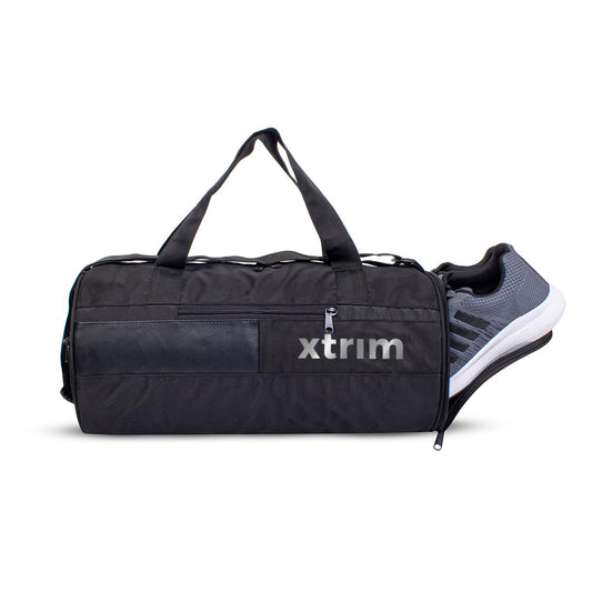 Xtrim Duffle Bags, Gym Bags for Men and Women, Mini Sports Bag, Kit Bag, Small Travel Bag for Men, Duffle Bag for Gym with Shoe Compartment (Black, 35L)