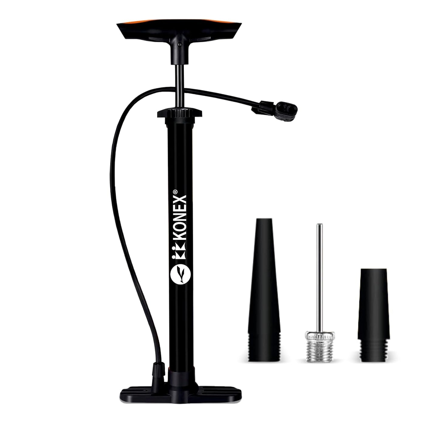 Konex Portable Air Pump with Needle & Dual Valve | Ergonomic Grip with Sturdy Base | Ideal for Inflating Cycle Tyres, Sports Balls, Swimming Rings, Balloons