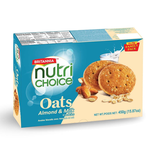 Britannia NutriChoice Almond Oats & Milk Biscuits Family Pack (6X75g)