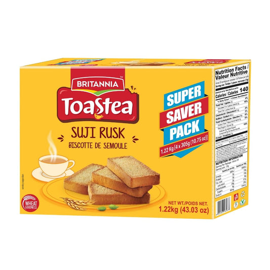 BRITANNIA Toastea Suji Rusk | Biscotte De Semoule - Crispy Tea Time Snack - Crispy Crunchy Toast Pack(1.22kg)