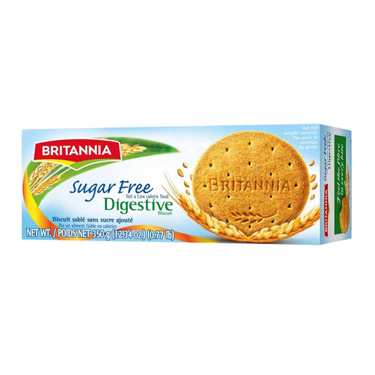 BRITANNIA Digestive Sugar Free Biscuits | Whole Wheat Flavor Cookies - Breakfast & Tea Time Healthy Snacks (Pack of 1) (350g)