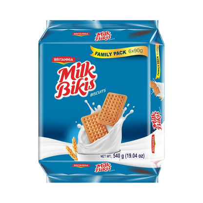 Britannia Milk Bikis Biscuits (90g) | Kids Favorite Breakfast & Tea Time Snacks (Pack of 8)