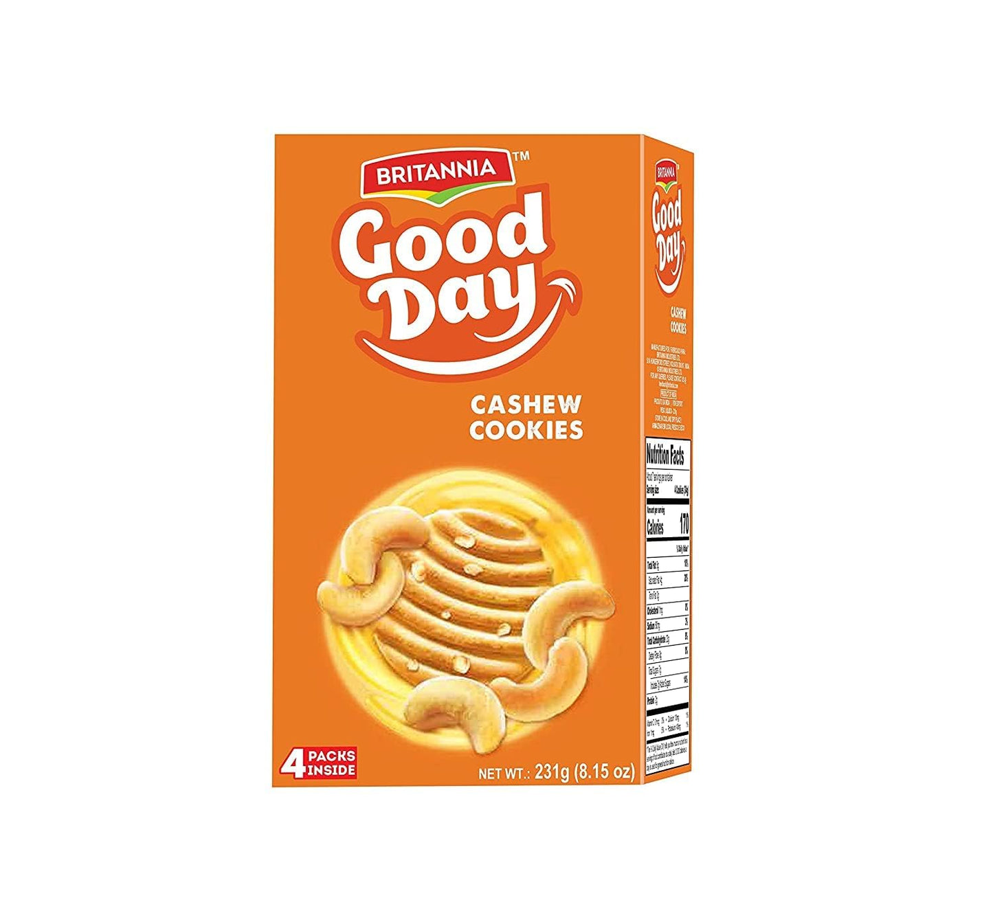 Britannia Rich Cashew Cookies | Crunchy Buttery Biscuits with Real Cashew Nuts | Tasty Snack for Tea-Time Snack Perfect for Breakfast or Anytime Treat (231g)