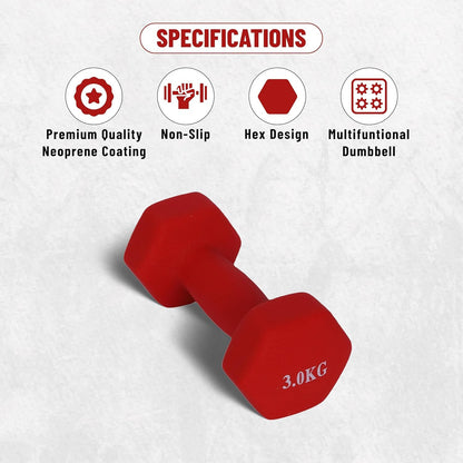 Endless Neoprene Coated Fixed Dumbbell for Gym Exercises | Material: Iron with Vinyl Coat | Weights for Women and Men | Colour: Multicoloured