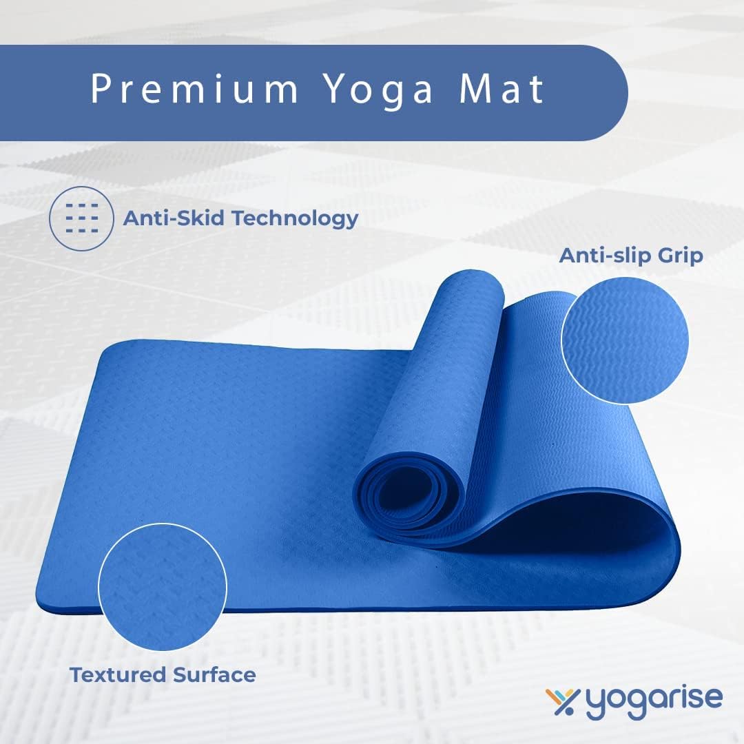 Yogarise Anti-Skid Yoga Mat with Carry Bag & Strap For Home Gym & Outdoor Workout, Water-Resistant, Soft, Easy to Fold
