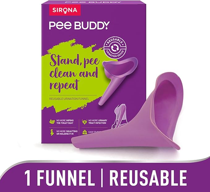 Purple Sirona Pee Buddy product with packaging on a white background