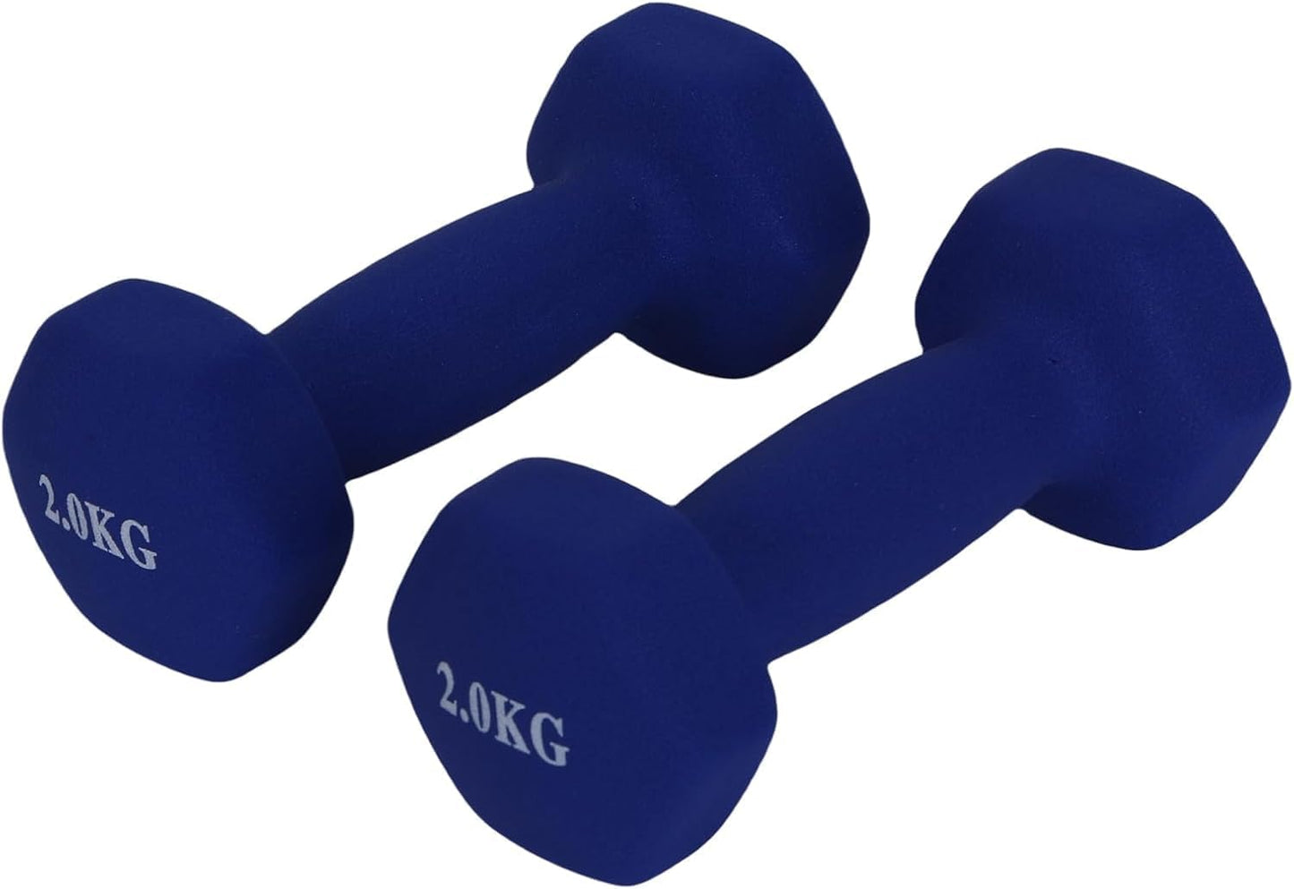 Endless Neoprene Coated Fixed Dumbbell for Gym Exercises, Pair of 2 kg (2 x 4.4 lb), Material: Iron with Vinyl Coat, Weights for Women and Men, Sky Blue