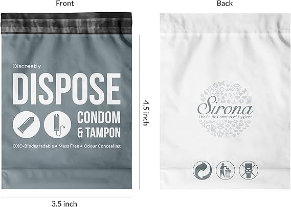 Sirona biodegradable waste disposal bag packaging with front and back views.