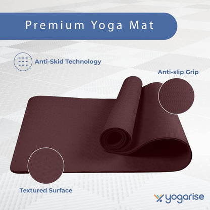 Yogarise Anti-Skid Yoga Mat with Carry Bag & Strap For Home Gym & Outdoor Workout, Water-Resistant, Soft, Easy to Fold