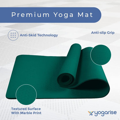Yogarise Anti-Skid Yoga Mat with Carry Bag & Strap For Home Gym & Outdoor Workout, Water-Resistant, Soft, Easy to Fold