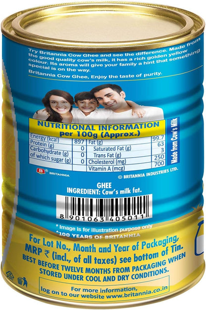 Britannia Pure Ghee Traditional Clarified Butter | Rich Aroma & Flavor Ideal for Cooking, Baking & Frying (907g) Pack of 1