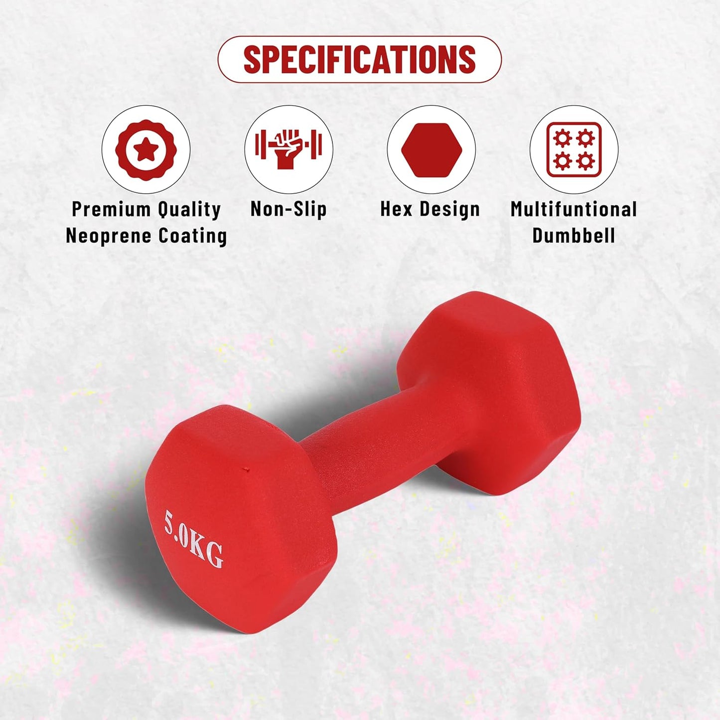 Endless Neoprene Coated Fixed Dumbbell for Gym Exercises | Material: Iron with Vinyl Coat | Weights for Women and Men | Colour: Multicoloured