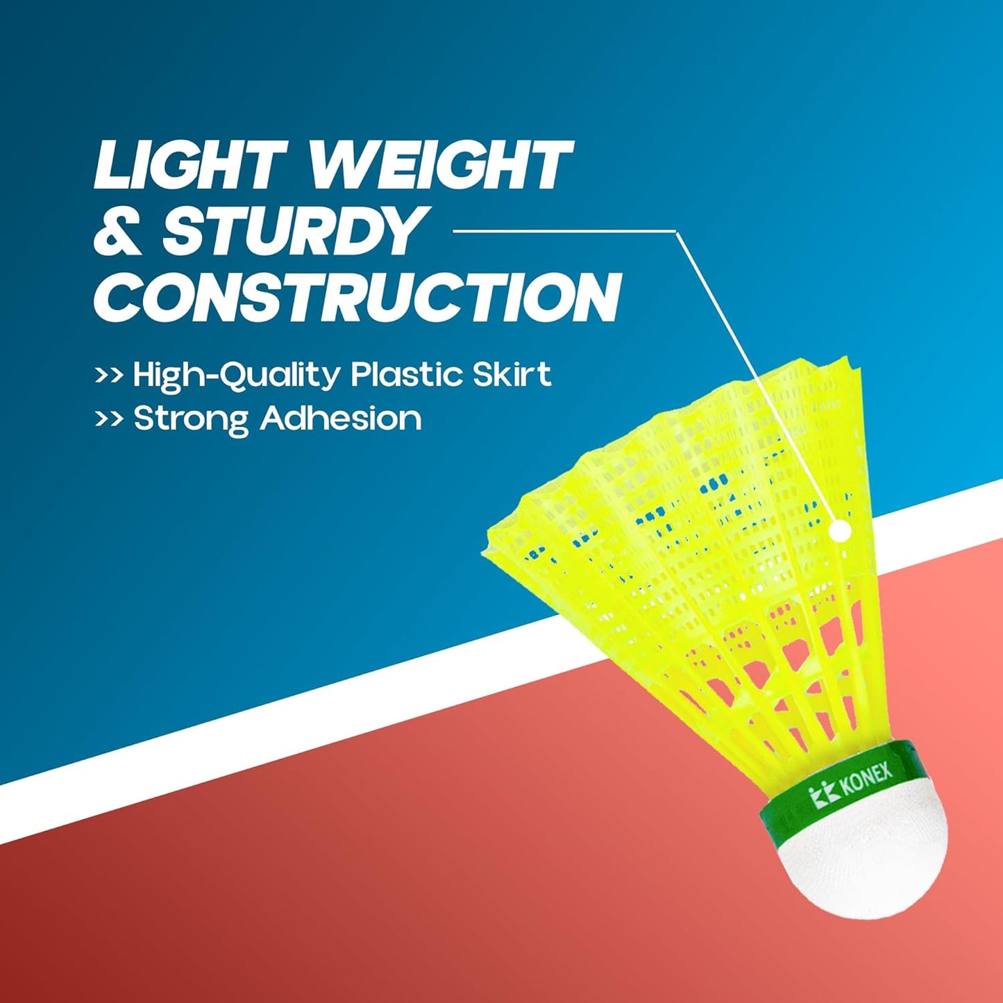Konex Plastic Shuttlecock | Stable Flight & Fast Recovery (Yellow, Pack of 10)