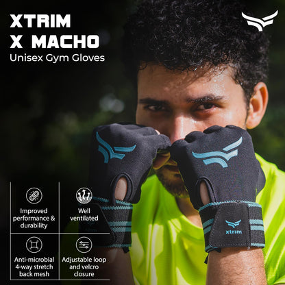 XTRIM Biking Gloves for Men and Women Motorcycle Gloves for Men, Moisture-Absorbent Fabric, Reinforced Knuckles for Impact Protection